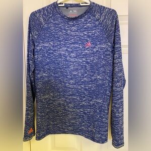 Adidas Climawarm Men's Long Sleeve Tee in heathered Blue with Adidas Logo